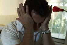 Man looking very stressed.