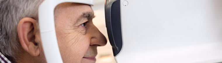 A man has an eye test to check for diabetic retinopathy A man has an eye test to check for diabetic retinopathy