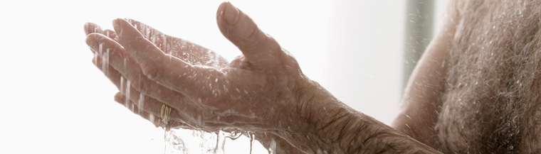 Man in the shower. Man in the shower.