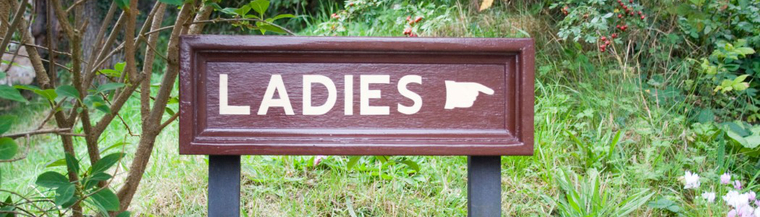 Sign pointing to ladies toilet. Sign pointing to ladies toilet.