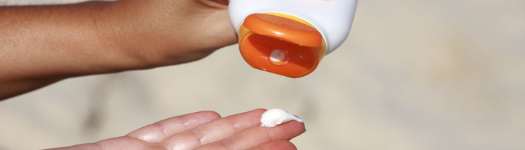 Sunscreen being applied. Sunscreen being applied.