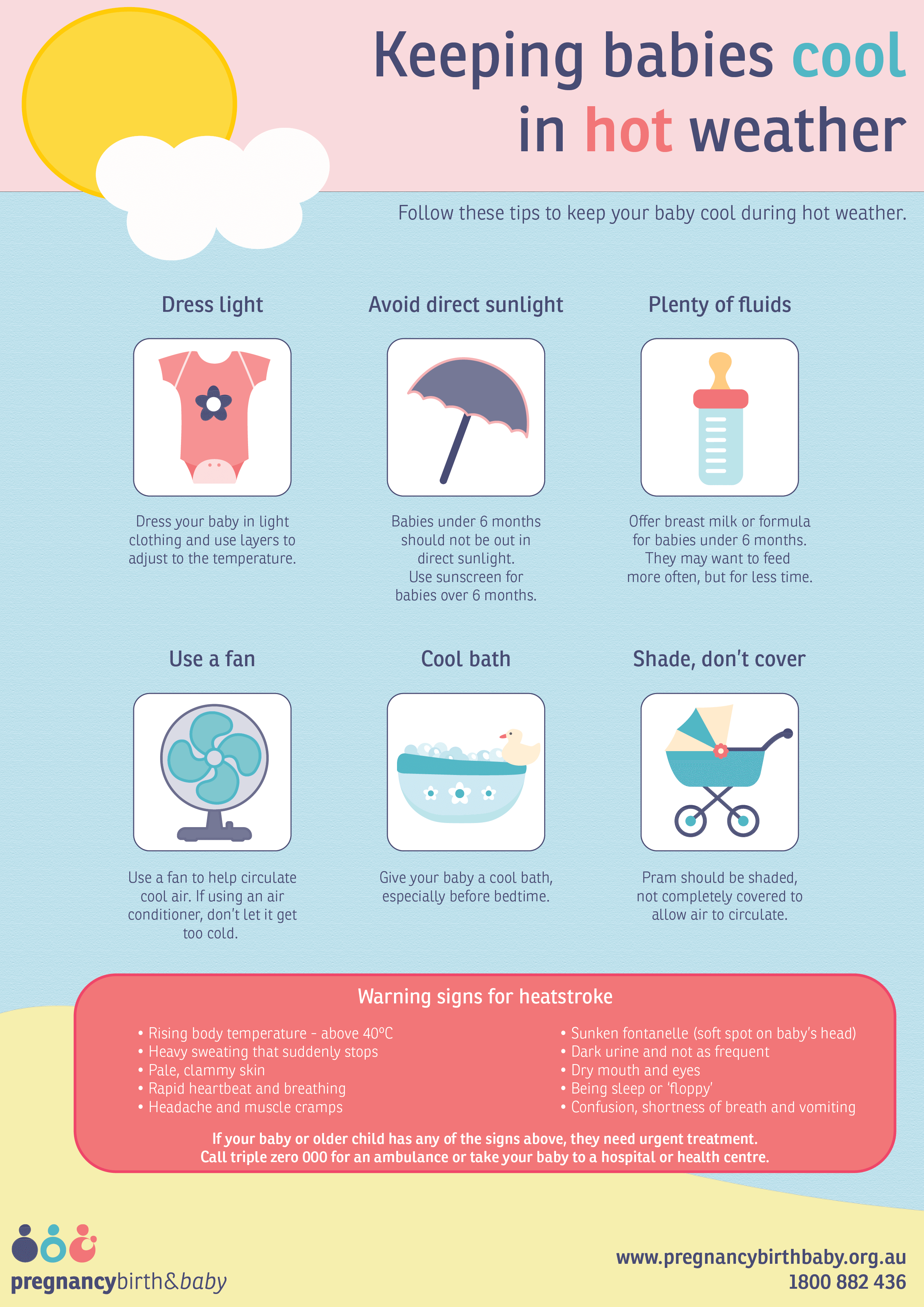 How to keep your baby cool in hot weather.