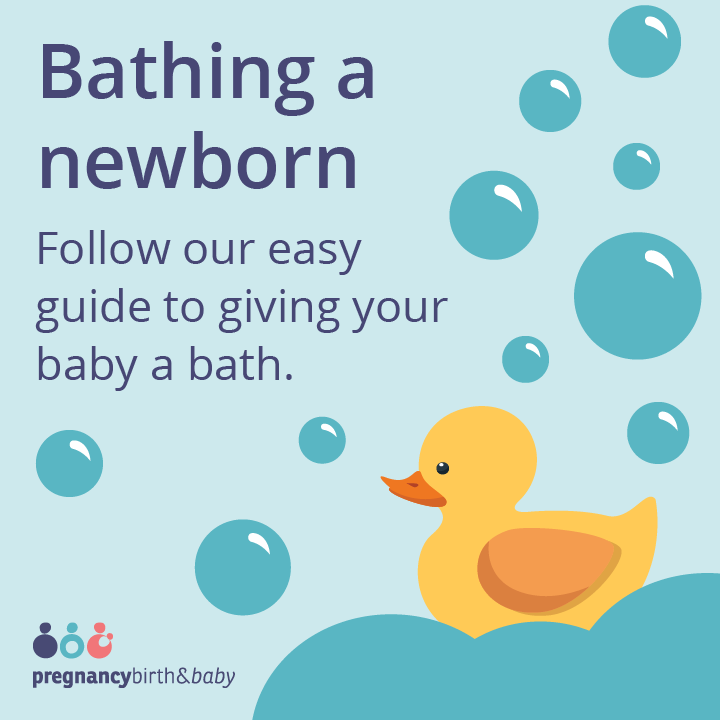 Bathing your newborn guide promotional tile.