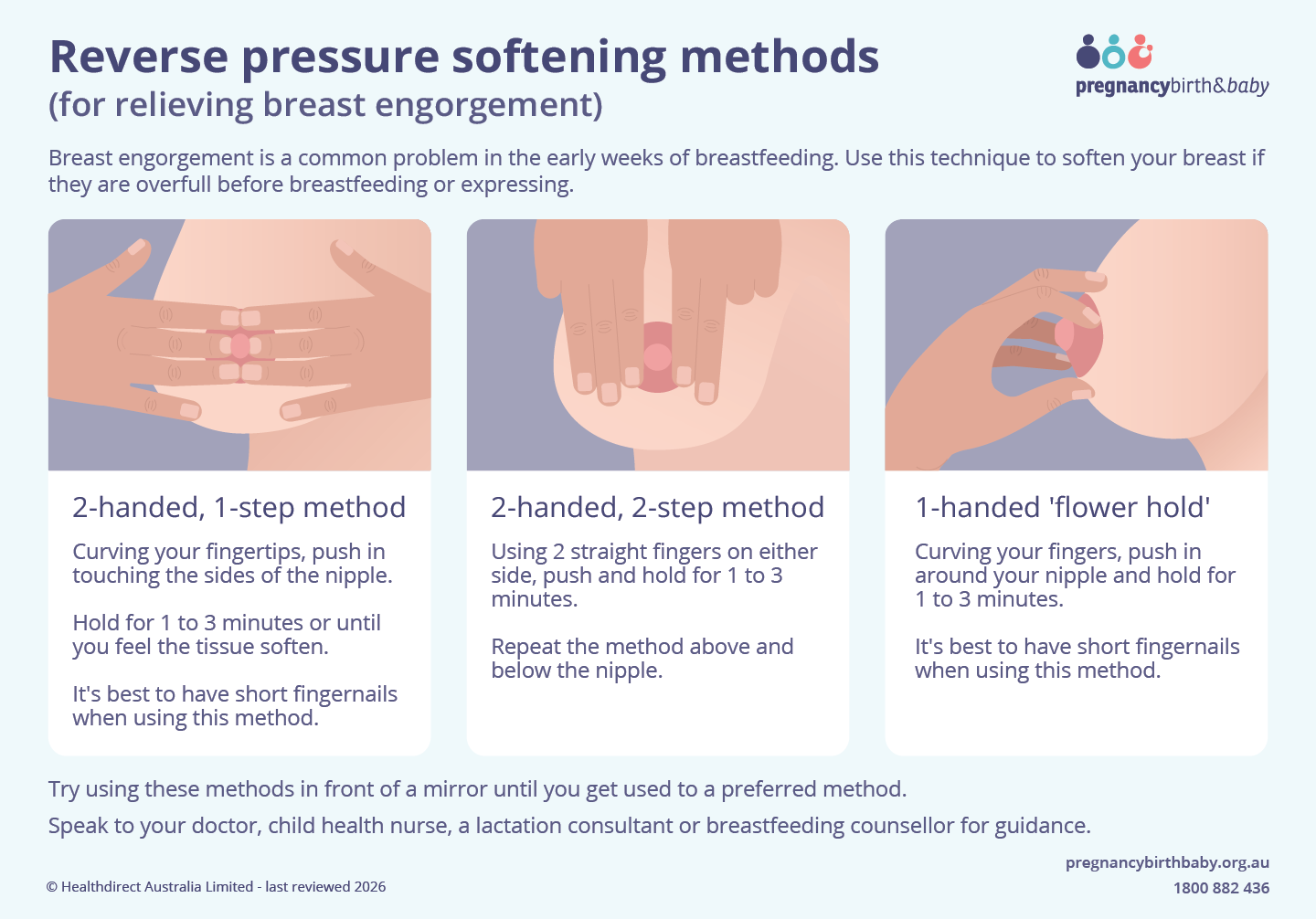 Reverse pressure softening methods for relieving breast engorgement.